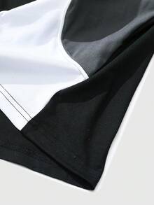 ROMWE MEN Casual Áo thun thể thao nam cổ tròn tay ngắn in họa tiết hình học - màu đen - Xem 8