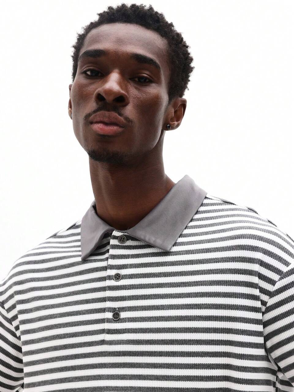 SUMWON Polo a maniche lunghe con righe, patta con bottoni e colletto, stile casual classico per uso quotidiano, rilassato e casual, stile casual, adatto per vacanze