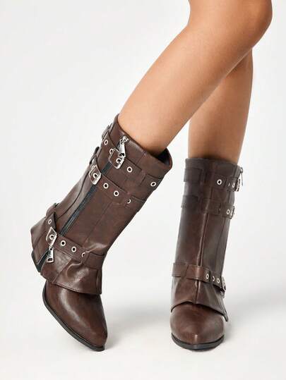 Fairycore Fashionable Versatile Casual Short Boots, Suitable For Daily Wear, Autumn/Winter