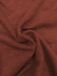 Selianne 时尚休闲镂空不对称肩部系带轻薄针织毛衣，通勤百搭 - 紅木色 - 查看 7