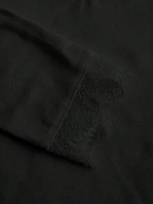 Tseoso 休闲深V领蕾丝边修身长袖T恤，适合秋冬季穿着