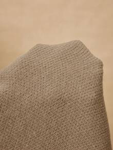 Easelle Áo len chui đầu màu nâu cho nữ, họa tiết jacquard thường ngày, vai trễ, tay dài, thu/đông - Cà phê nâu - Xem 11