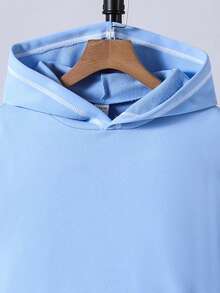 SHEIN Mirajuku Tween Boys' Contrast Striped Large Pocket Casual Sweatshirt - Baby Blue - View 6