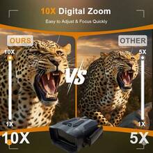 4K HD Night Vision Binoculars With 10x Magnification | 3" Display, 1080P Video, 80m Range, Flashlight & Steady Light, Rechargeable Battery/USB Powered, 28mm Objective Lens, Black - Ideal For Wildlife Observation, Farm Security & Nighttime Adventures - Black - View 7