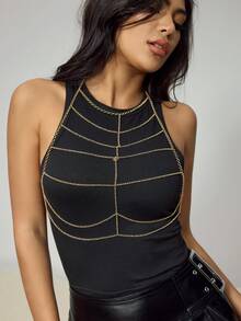 CUCCOO SZL 1pc Gold Body Chain, Sexy Chest Chain, Beach Jewelry - Yellow Gold - View 7