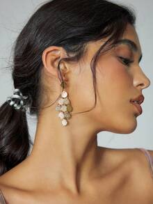 CUCCOO SZL 1 对个性化镀金复古硬币流苏长耳环，适合沙特阿拉伯女性日常、派对、宴会珠宝礼物 - 金黃色 - 查看 4