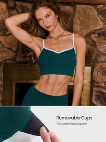 GLOWMODE Featherfit™ Heart-Shaped U Back Adjustable To The Studio Sports Bra Low Impact Yoga Studio Fall Winter - Dunkelgrün - Übersicht 3