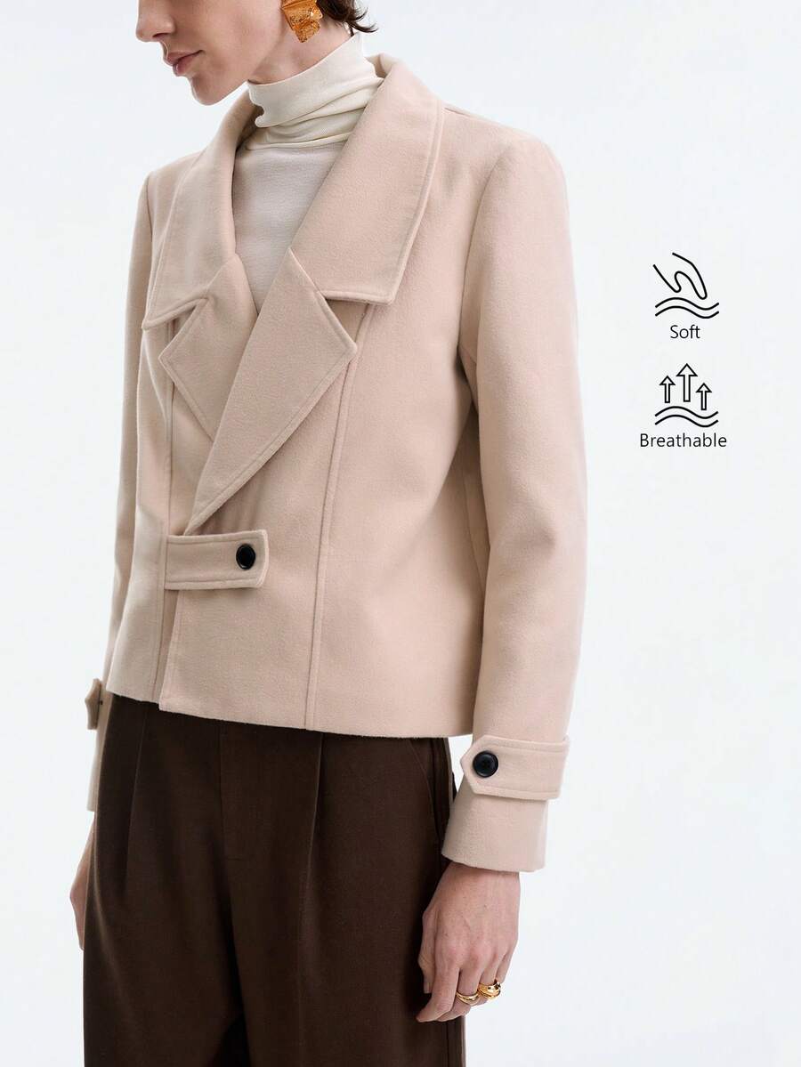 SHEIN Stylify 女士宽松翻领长袖休闲户外通勤外套，适合日常穿着和约会，秋冬季