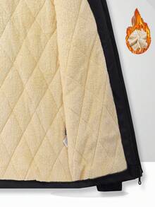 Manfinity Homme Men's Autumn/Winter Multi-Pocket Design Hooded Cotton Padded Coat, Quilted Stitching, Casual Loose Fit Streetwear Zip-Up Outerwear - Black - View 6