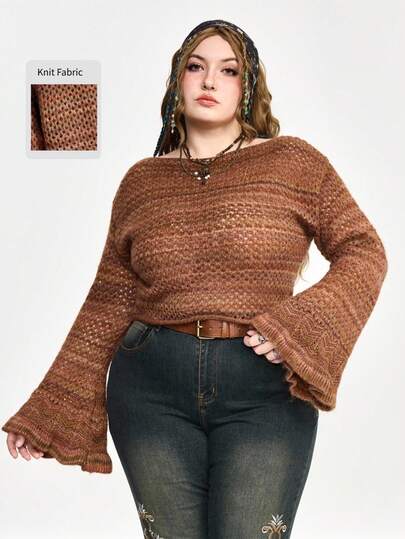 Suéter de talla grande a rayas vintage, versátil para otoño/invierno