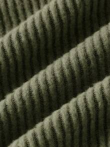 SHEIN MOD 军绿色针织拼接条纹衬衫，二合一上衣，返校季 - 軍綠色 - 查看 4