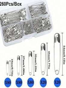 260Pcs Pins Rust Resistant Silver Pins For DIY Crafts Sewing Accessories