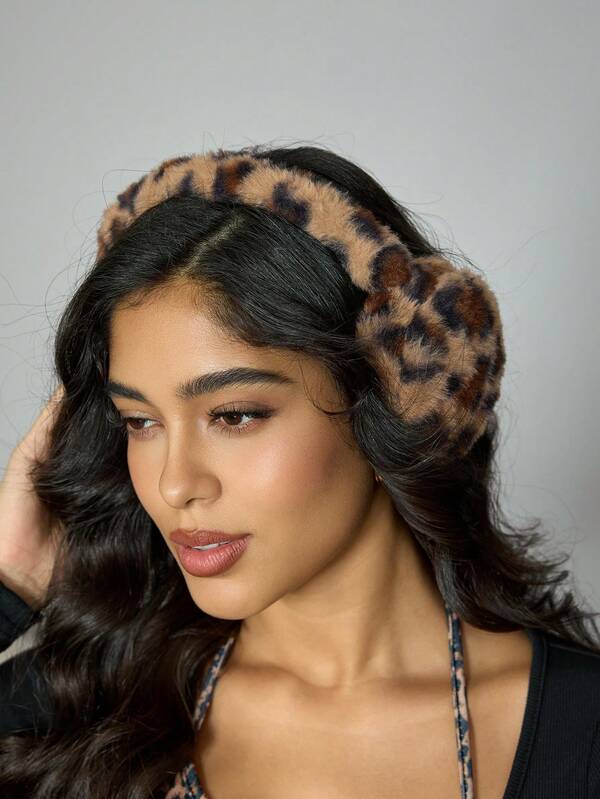 CUCCOO SZL Leopard Print Pattern Fuzzy Earmuffs Leopard Print Ears
