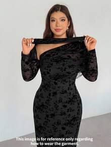 Firerie Plus Size Elegant Romantic Ruffle Asymmetric Waist Fitted Dress, Comfortable Casual New Style For Spring/Summer - Brown - View 12