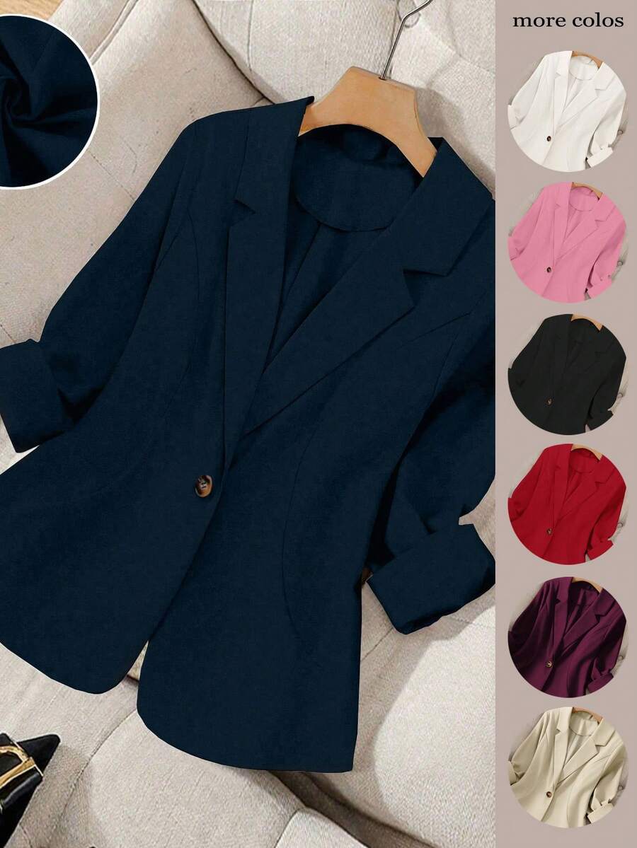 SHEIN Clasi Damen Große Größen Eleganter Modischer Blazer - marineblau - Übersicht 1