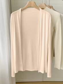 SHEIN Áo khoác nhẹ màu trơn đa năng thường ngày dành cho nữ - Màu be - Xem 7