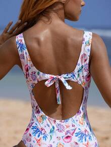 Swim SPRTY 1pc Women's Ocean Element Random Print One-Piece Swimsuit Vacation Spring To Summer Spring Summer - Multicolor - View 5