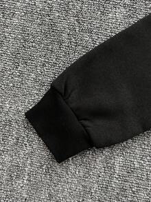 Manfinity Dauomo 男士水钻骷髅极简图案舒适卫衣，发光骷髅连帽长袖衫，适合休闲街头风格 - 黑色 - 查看 5