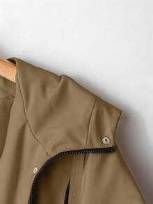 GlowEve CURVE Áo khoác ngắn thể thao thường ngày màu trơn cỡ lớn dành cho nữ, chống nước, hàng mới về mùa thu 2025, thích hợp cho hoạt động ngoài trời và thể thao - Màu Khaki - Xem 3