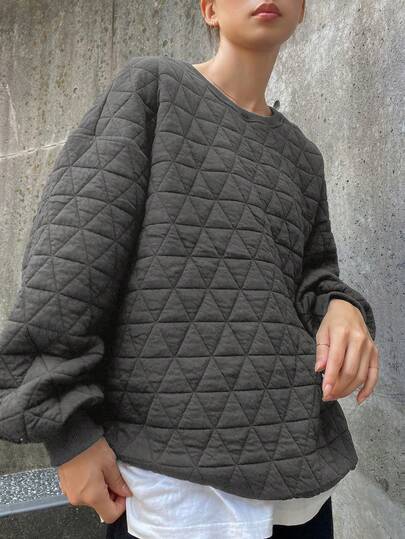 FRIFUL 女士纯色纹理面料宽松卫衣，秋冬季