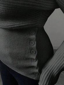 Elenzga Women's Dark Grey Autumn Sweater,Vintage Stockholm Style Knitwear Top,Elegent Work Office Casual Versatile Simple Knit Top For Teachers & Students - Grey - View 5