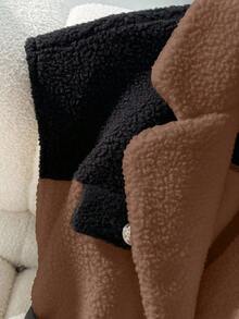 GlowEve Farbblockfrei Ärmellos Lässige Flauschige Mode Vielseitige Jacke - Mokka-Braun - Übersicht 7