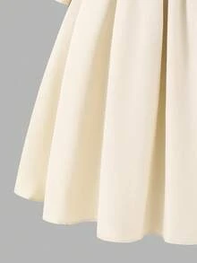 经典春秋季甜美洛丽塔风格杏色方领喇叭袖长袖中长连衣裙，腰部系带，适合少女日常穿着、派对、购物和其他场合。 - 彩色 - 查看 6