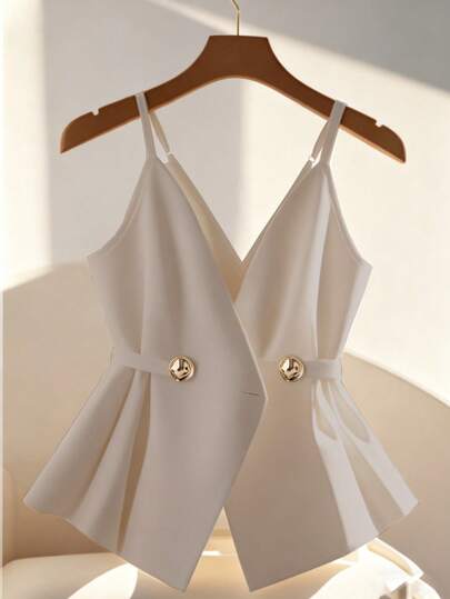 Franclia Cinturón de cintura elegante para mujer, camiseta de tirantes, blusa