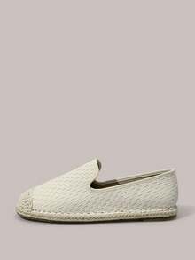 Styleloop Alpargatas planas para mujer, zapatos casuales con decoración de patchwork, color albaricoque puro, sin talón, para vacaciones - Beis - Ver 2
