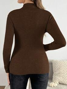 SHEIN 孕妇立领落肩长袖休闲修身罗纹毛衣