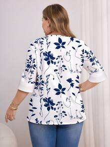 EMERY ROSE 复古花卉印花长袖大码T恤 - 彩色 - 查看 2