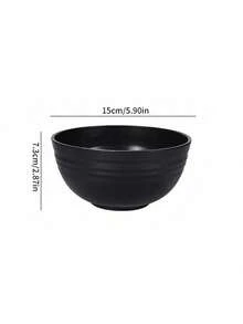 2/4/6个装黑色塑料碗，可重复使用，适用于盛放晚餐、燕麦片、沙拉、汤等，家用、餐厅、野餐、露营皆宜，方便携带，厨房用品，圣诞礼物，学习用品 - 黑色 - 查看 2