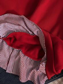 Teen Girl Casual Pullover Sweatshirt, Versatile For School & Commute, 2 In 1 Sweatshirt With Shirt Collar, Numeric & Letter, Leopard Print Pattern, Loose Fit - Burgundy - View 6