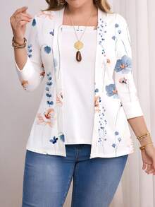 EMERY ROSE Camiseta de manga larga con estampado floral vintage, blanca, talla grande - Multicolor - Ver 4