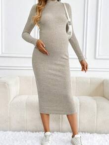 SHEIN 孕妇休闲纯色修身连衣裙，秋冬