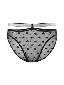 DrisQ 1件男士性感蕾丝爱心印花三角裤 - 黑色 - 查看 3