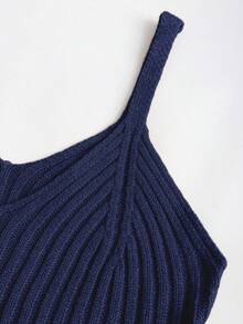 Sweetra Bộ 2 áo len dệt kim thường ngày cho nữ và chân váy dài, áo crop top tay dài cổ lọ dáng rộng và chân váy, mùa thu/đông - Xanh đậm - Xem 6