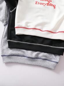 Genkimix Kids 2pcs/Set Young Boy Slogan Print Crew Neck Long Sleeve Sweatshirt And Sweatpants Casual Outfit - Multicolor - View 4