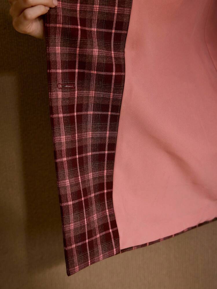 WOMEN'S ELEGANT PLAID BOXY BLAZER