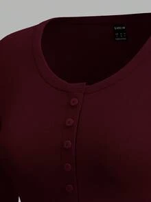 SHEIN EZwear 2 chiếc áo len cardigan dài tay màu đỏ rượu vang và trắng dành cho nữ, mùa thu/đông - Nhiều màu - Xem 5