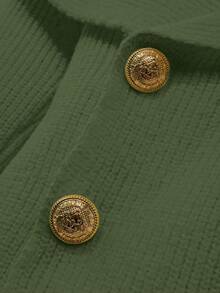 Franclia Women's Sage Green Cross V-Neck Knitted Cardigan,Elegant Formal Autumn Slim Fit Metal Button Long Sleeve Sweater,Casual Business Office Chic Tops - Army Green - View 4