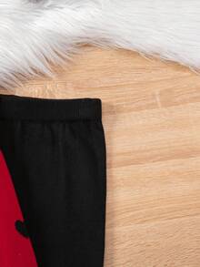 Sparklyn 女童爱心图案提花针织毛衣和打底裤两件套，秋冬款 - 紅色 - 查看 5