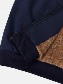 SHEIN EZwear 海军蓝加大码纯色简约休闲长袖夹克