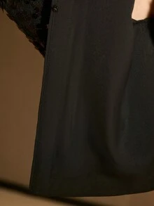 MOTF PREMIUM FASHIONABLE FAUX PEARLS, SEQUIN, BEAD, EMBROIDERY & FEATHER DETAIL OPEN FRONT JACKET - Black - View 7