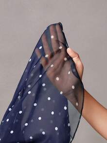 Anewsta Vintage Bowknot Strap Long Sleeve Sheer Waist Flared A-Line Mini Dress For Women - Navy Blue - View 8