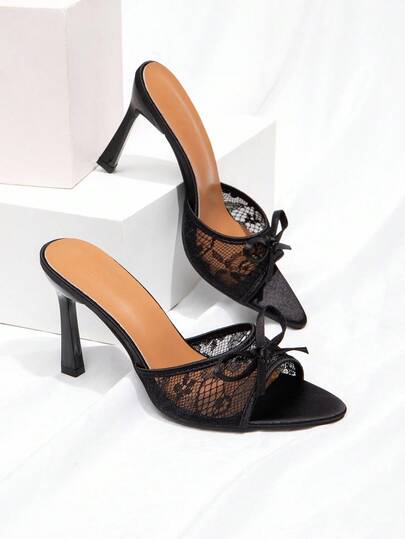 CUCCOO CHICEST Nya fashionabla mångsidiga Rhinestone Bow Strap Stiletto högklackade sandaler