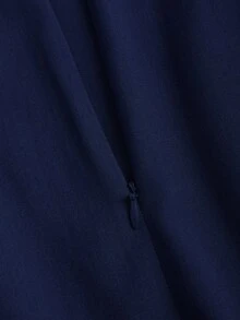Calvaya 大码优雅时尚通勤垂坠金属扣装饰半身裙 - 寶藍色 - 查看 5