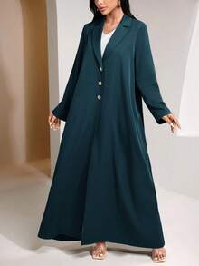 Veilorie 女士优雅通勤纯色长袍 - 藍色 - 查看 6