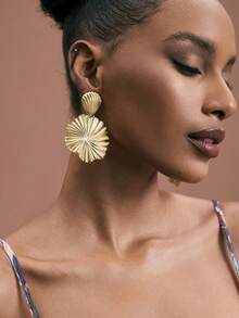 JIAN LASALA 1 Pair Fashionable Delicate Snail Shell Stud Earrings, Suitable For Daily Wear - Yellow Gold - View 2