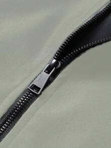 Manfinity Homme Chaqueta de manga larga con cremallera y ribete a rayas de corte holgado para hombre - Verde - Ver 6